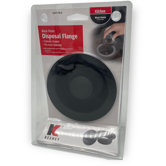 Keeney K5417BLK Brass Flange & Stopper in Sleek Black Finish - Picture 1 of 2